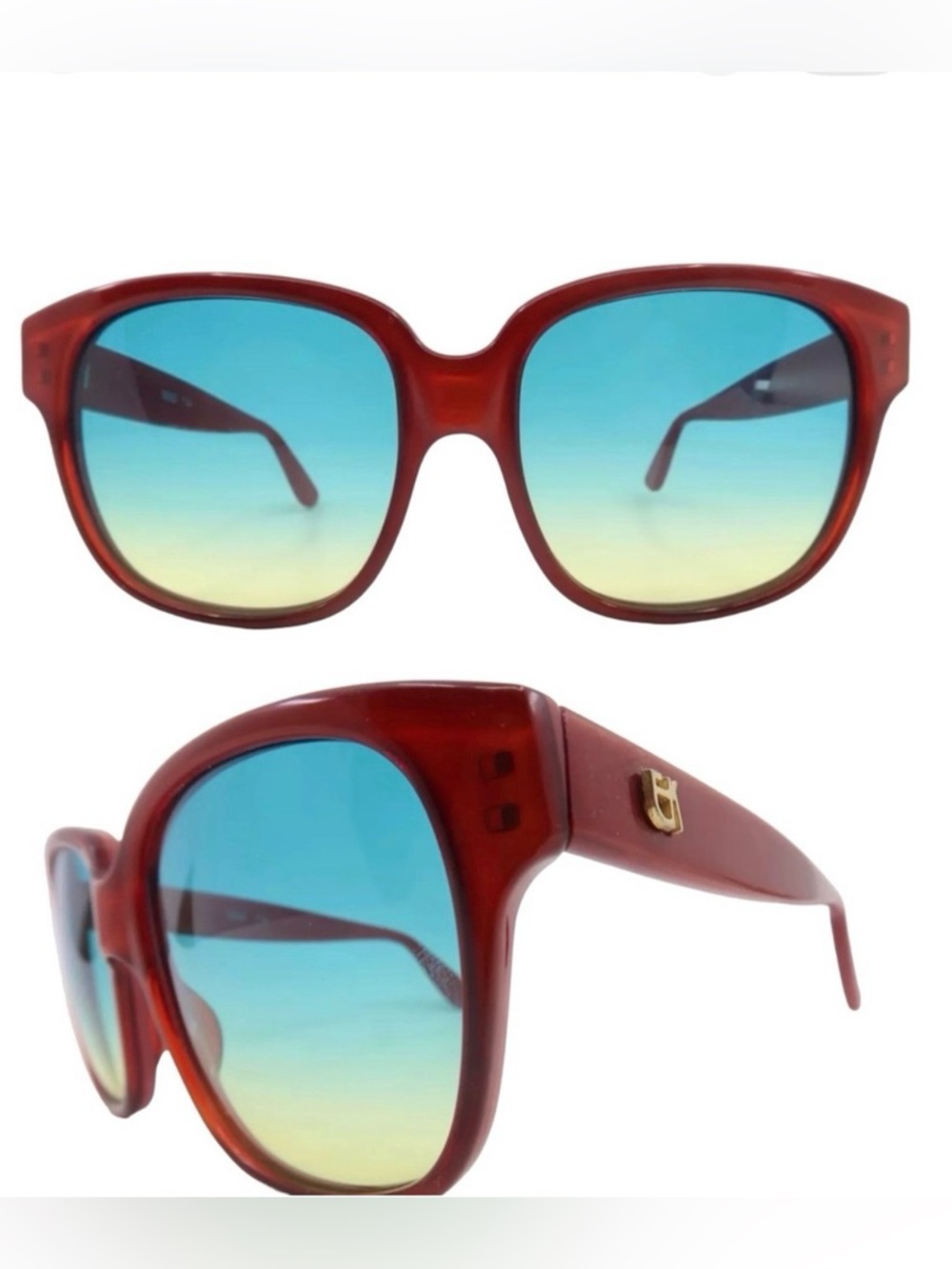 1990’s Emmanuelle Khanh Sunglasses,‎ Mod 9080, Deep Red Frames, Made in France